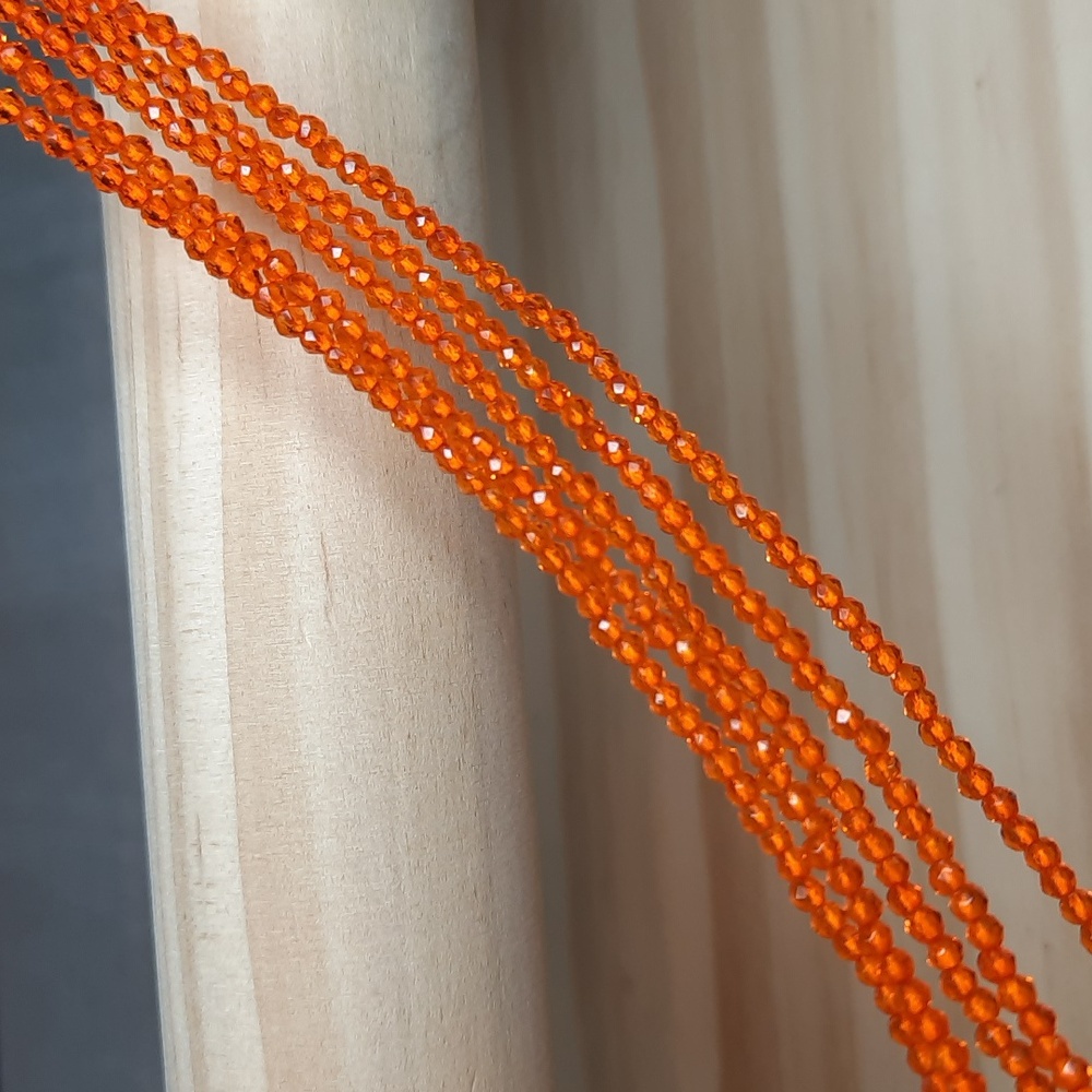2mm Orange Yellow Chinese Faceted Hydro Crystal 14in Strands